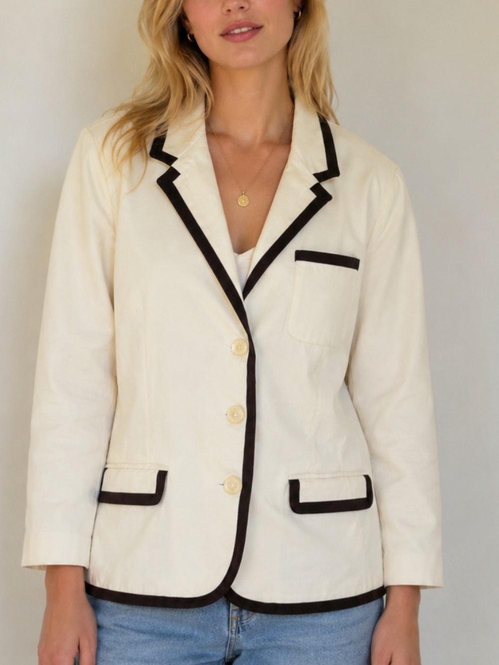 Ralph Lauren Cream Blazer with Black Trim